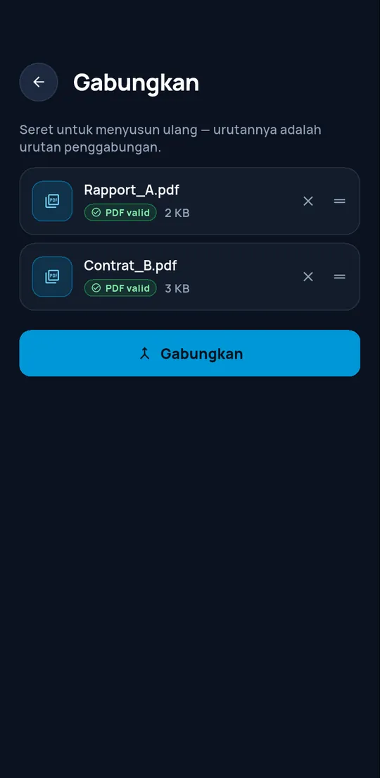 Layar Gabungkan dengan dua PDF terverifikasi