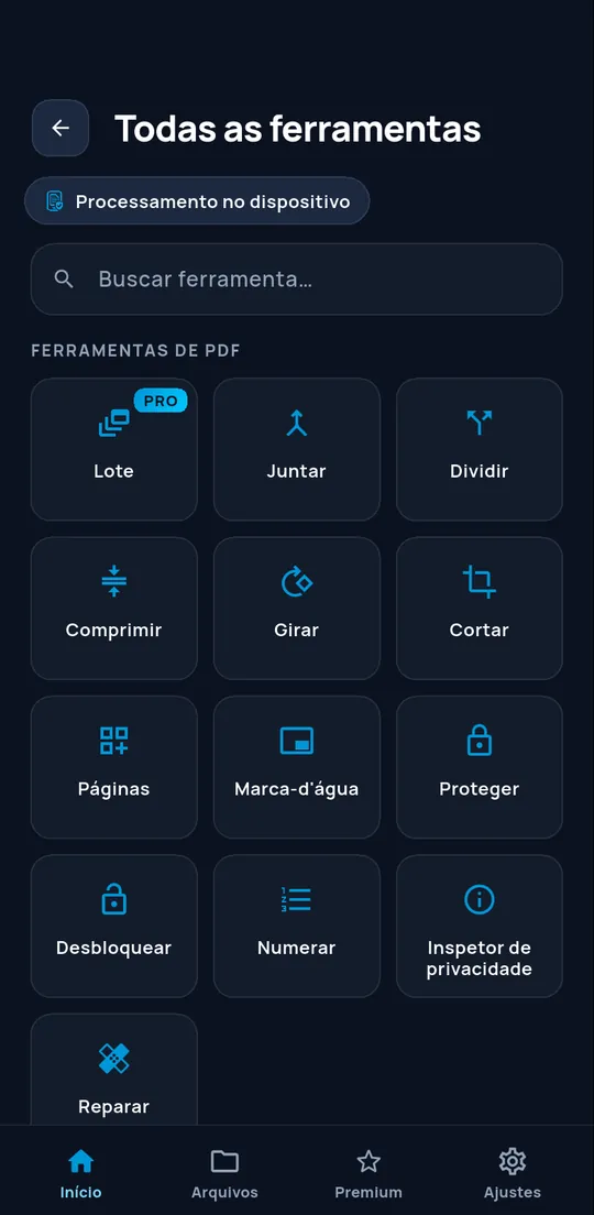 Catálogo das ferramentas PDF do ConvertAir