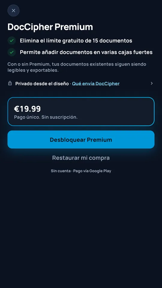 Oferta DocCipher Premium a 19,99 €