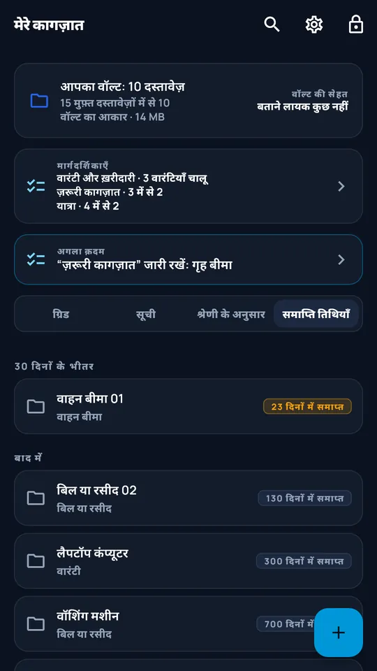 DocCipher की समय-सीमा दृश्य
