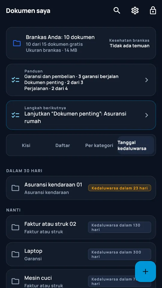 Tampilan Tenggat DocCipher