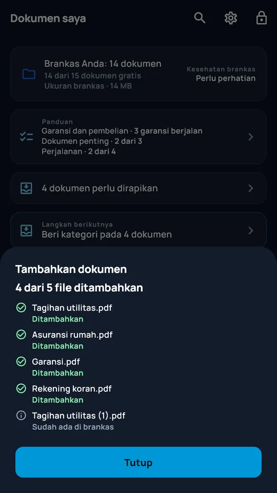 Ringkasan impor beberapa berkas