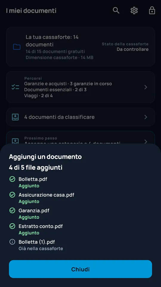 Riepilogo dell'importazione di più file