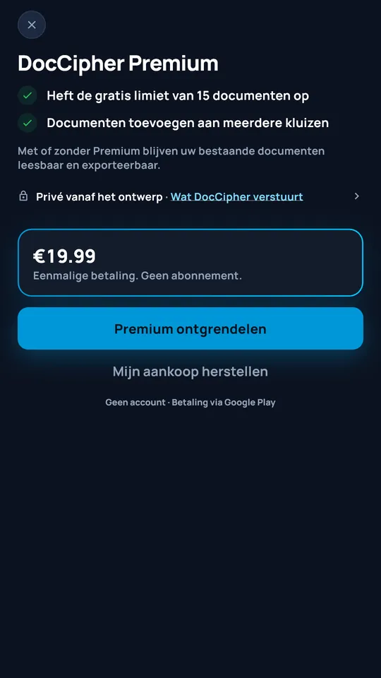 DocCipher Premium-aanbod voor 19,99 €