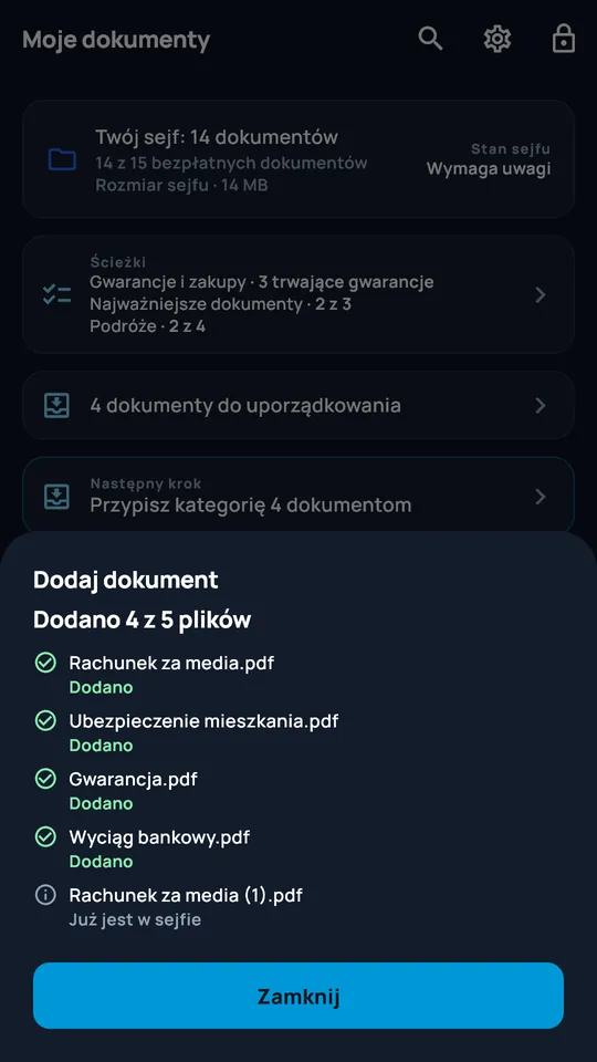 Podsumowanie importu wielu plików