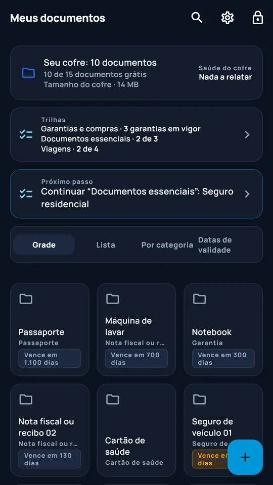 Cofre DocCipher «Documentos de família»: dez documentos, percursos e prazos