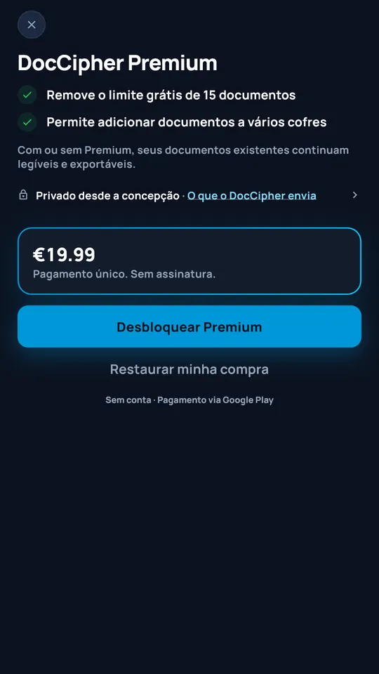 Oferta DocCipher Premium a 19,99 €