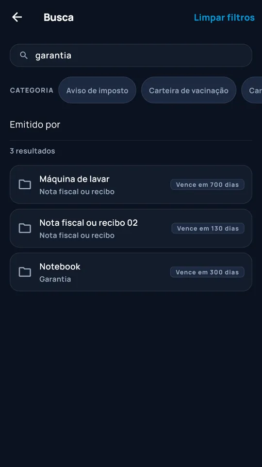 Pesquisa filtrada no DocCipher