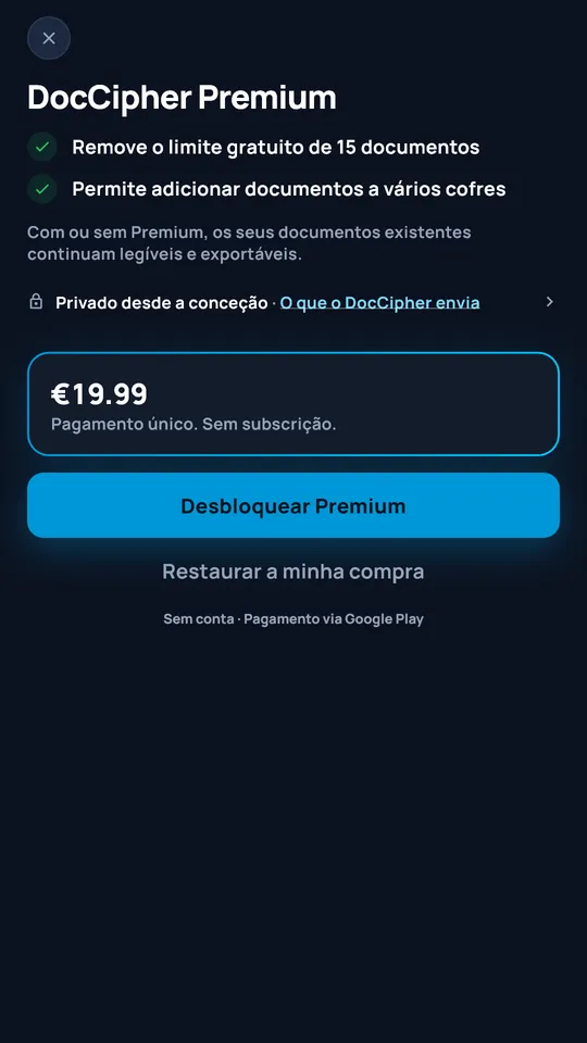 Oferta DocCipher Premium a 19,99 €