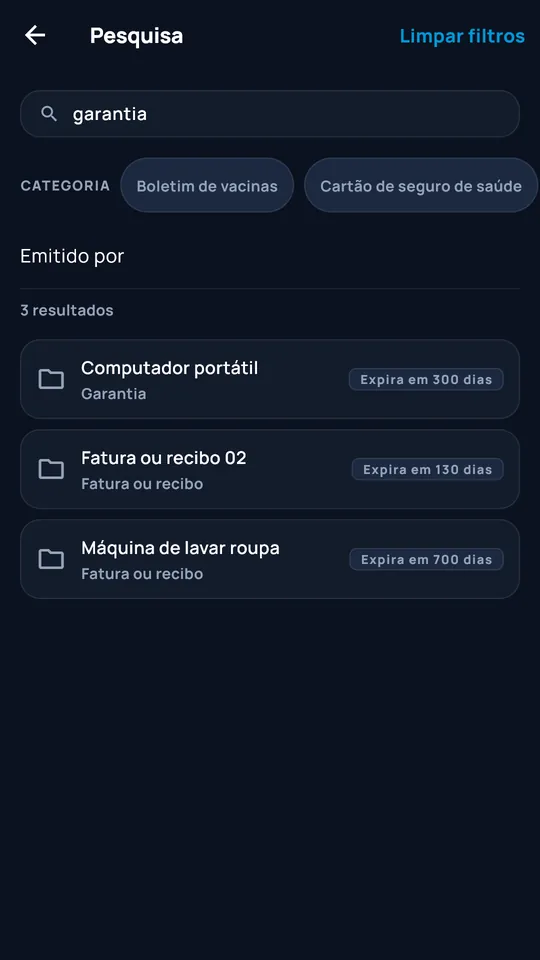 Pesquisa filtrada no DocCipher