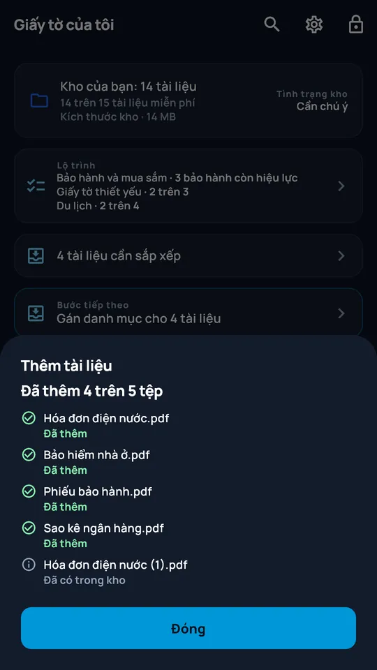 Tổng kết nhập nhiều tệp