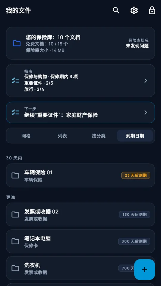 DocCipher 到期日期视图